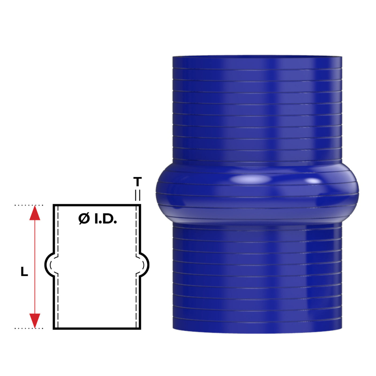 Redback Silicone Hose (23/4") Straight hump (Blue)