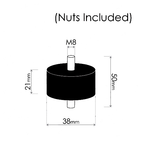 Cotton Reel Mounts - ID 38mm, ROUND, M8