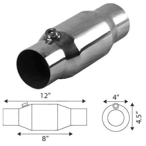 3.5" High Flow Catalytic Converter 100 Cell Stainless Performance 