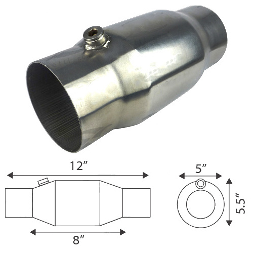 4" High Flow Catalytic Converter 100 Cell Stainless Performance 