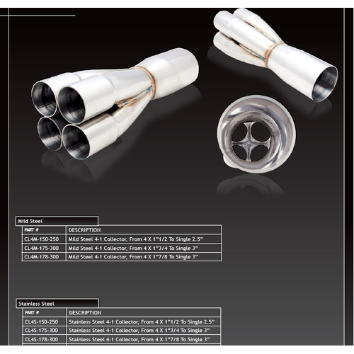 Merge Collector 1 7/8" to Single 3" 4 Into 1 304 Stainless Steel 