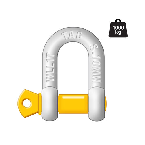 TAG D-Shackle - 10mm, 1250kg, Galvanised