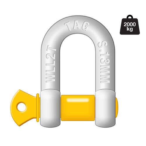 D-SHACKLE - 13MM THICK 2000KG, CARBON STEEL BULK PACKED