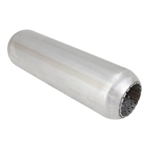 2.25" Hotdog Resonator 12" Long 409 SS Perforated Tube - no spigots