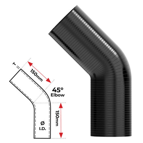 BLACK SILICONE 1 3/4 45 DEG BE