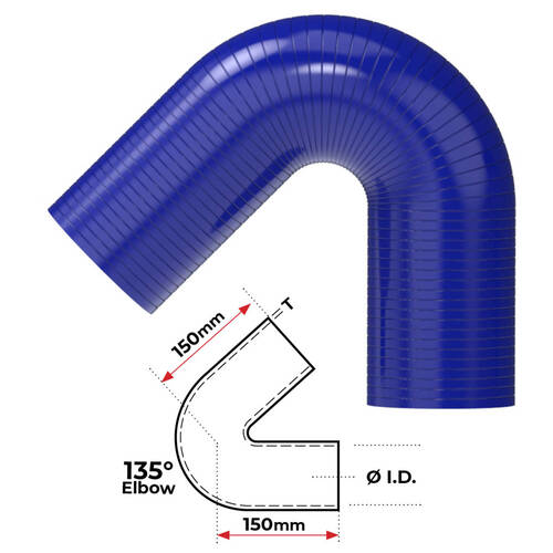 Redback Silicone Hose (3") 135° Bend (Blue)