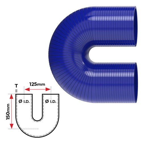Redback Silicone Hose (2") 180° Bend (Blue)