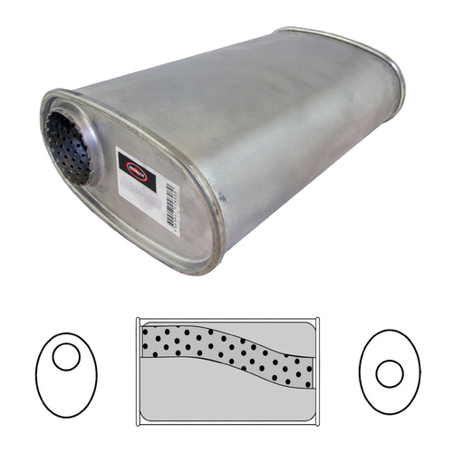 8" x 4" Oval, 16" Long, 2 1/4" Offset/Centre, Megaflow (No Spigots)