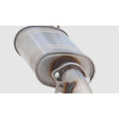 OVAL RESONATOR 5" X 8" 14" LONG 2.5" INLET CENTER-OFFSET 409 STAINLESS