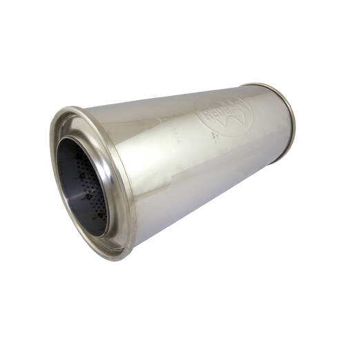 Redback 4" Muffler 6" Round 14" Long Straight Through 304 Stainless 