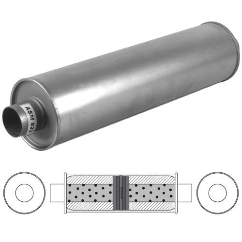 8" Round, 24" Long, 3 1/2" Centre/Centre - Baffled