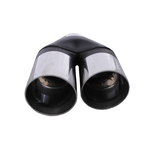 Dual 3.5" Exhaust Tip Y-Piece Inner Cone Staggered Twin 3 Â½" Out 9" Long 304 SS
