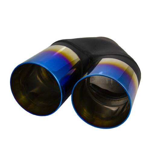 Y-PIECE 3.5" Exhaust Tip Titanium Blue Finish Double Wall Staggered