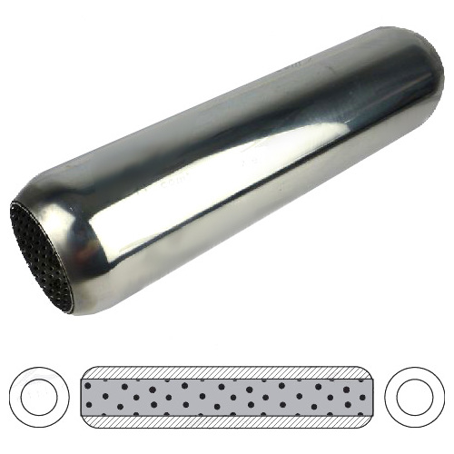 4" Round, 12" Long, 3", C/C, Perforated Without Spigots, Stainless