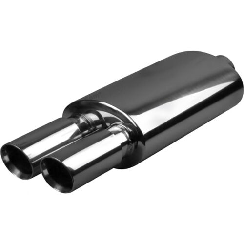Dual / Double Walled Angle Cut Tips - 8"x5" Oval, In 2-1/4", L 14", Total L 615mm, Tip Out 3", Tip L 180mm, Stainless, Bracket SSRB85, Tip Z606