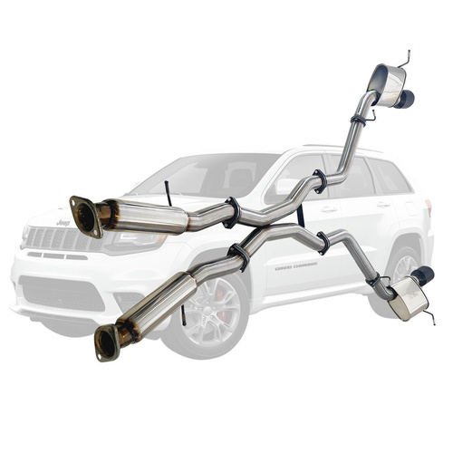 Stainless Steel 3 Inch Cat Back Exhaust With Centre Hotdogs For SRT Jeep Grand Cherokee 6.4 2012 - 2021 BC Tips