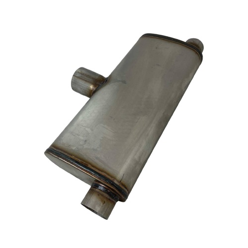 Single 3" In Twin 2.5" Out 20" Mega Flow 409 Stainless Centre in twin out Each side