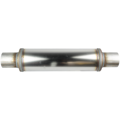 4" Round, 14" Long, 3", C/C, Mega Power, 409 Stainless