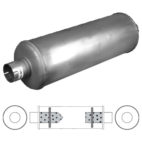 10" Round, 44" Long, ID 5" In/Out, C/C, Aluminised