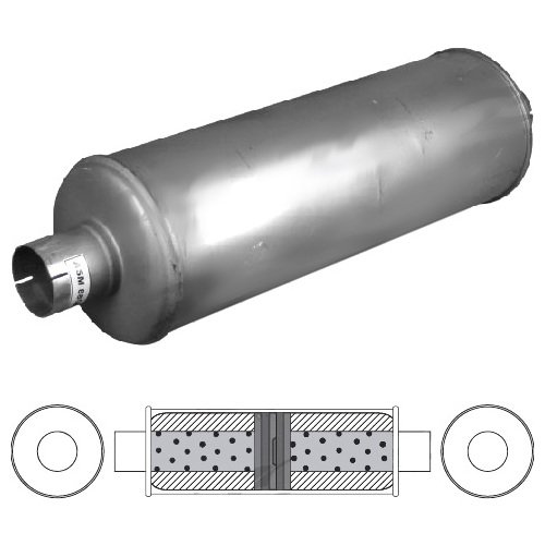 8" Round, 24" Long, ID 4", C/C, O/Cham/Baff, Dome, Aluminised