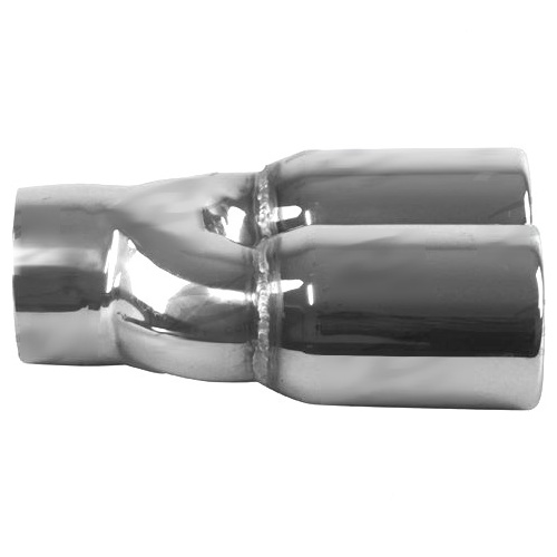 Y-Piece / Double Walled / Resonator /Straight Cut - In 2-1/2", Out 3", L 8"