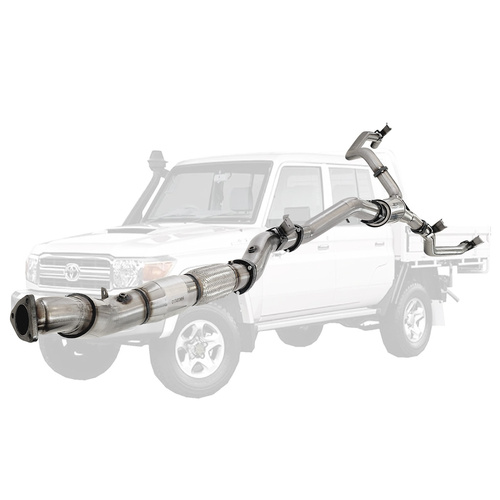 Performance Exhaust for Toyota Landcruiser 79 Series VDJ79 4.5L V8 4 Inch Single into Twin 3 Inch Turbo Back DPF Delete