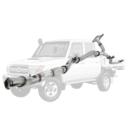Performance Exhaust for Toyota Landcruiser 79 Series VDJ79 4.5L V8 4 Inch Single into Twin 3 Inch Turbo Back DPF Delete