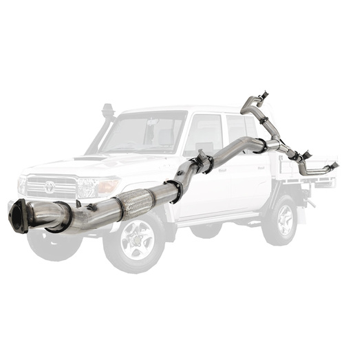 Performance Exhaust for Toyota Landcruiser 79 Series VDJ79 4.5L V8 4 Inch Single into Twin 3 Inch Turbo Back DPF Delete