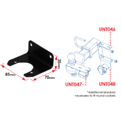 90 degree Angle bracket - Suit counter sunk large round plug, 85 x 70 x 35mm