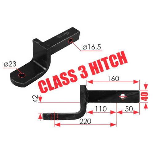 Class 3 hitch, 40 x 40mm box