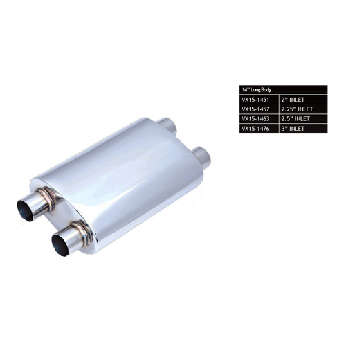 8" x 5" Oval, 14" Long, 3", C/C, Mega Power, Stainless