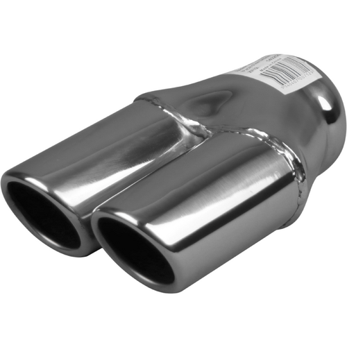 Exhaust Tip Y Piece Twin 2.5" Outlet Stainless Steel Rolled End Angle Cut 